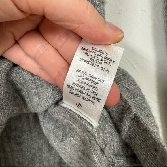 Theory Grey Cashmere Ribbed Turtleneck Sweater Womens XS Gray Fall Preppy - Picture 4 of 8
